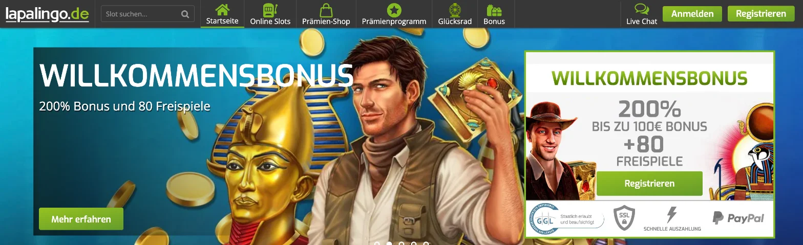 Screenshot der Website von Lapalingo